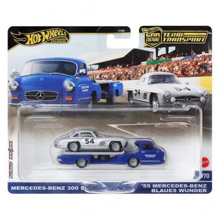 Carro Hot Wheels Premium Car Culture: Team Transport - Mercedes-benz 300 Sl & '55 Mercedes-benz Blaues Wunder (8624)