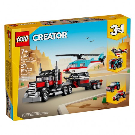Lego Creator 3-in-1 Flatbed Truck With Helicopter 31146
