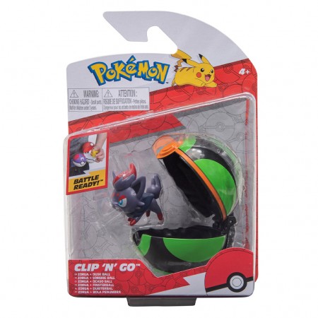 Boneco Jazwares Pokemon Battle Ready Clip 'n' Go - Zorua & Dusk Ball (24666)