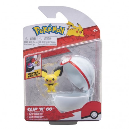 Boneco Jazwares Pokmon Clip 'n' Go Pokeball - Pichu & Premier Ball (24673)