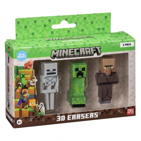 Borracha Minecraft 3d Eraser - Skeleton, Creeper & Villager Mc4021 (42403)