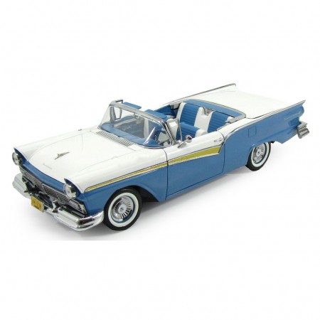 Carro Sun Star - 1957 Fairlane 500 Skyliner Cabriolet - Azul - Escala 1:18