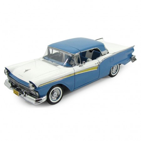 Carro Sun Star - 1957 Fairlane 500 Skyliner Cabriolet - Azul - Escala 1:18