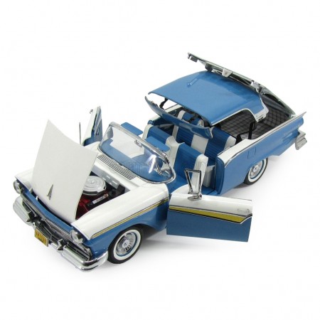 Carro Sun Star - 1957 Fairlane 500 Skyliner Cabriolet - Azul - Escala 1:18