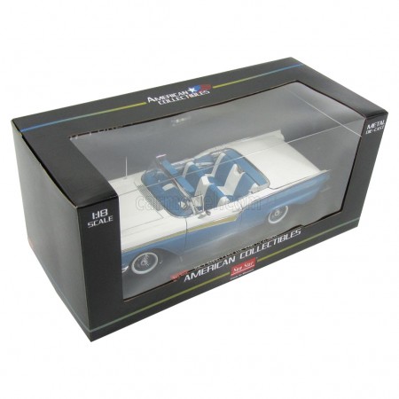 Carro Sun Star - 1957 Fairlane 500 Skyliner Cabriolet - Azul - Escala 1:18