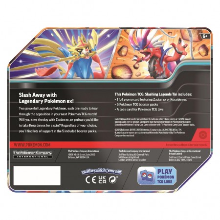 Cartas Pokemon Tcg: Slashing Legends Tin - Zacian Ex (10874)
