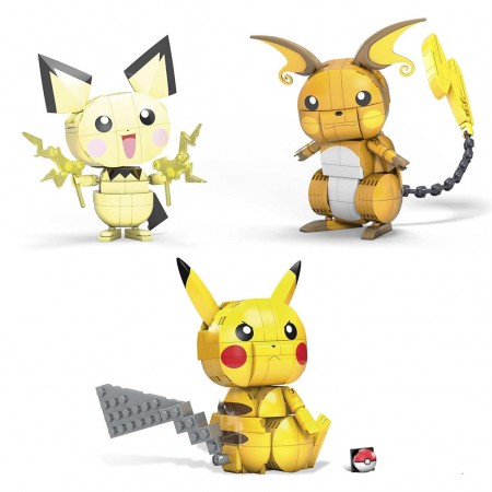 Boneco Mega Pokemon - Build & Show Pikachu Evolution Trio (10789)