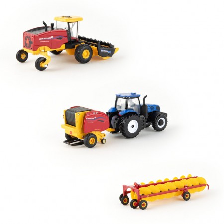 Miniaturas Ertl New Holland Farm Toy Haying Set - Escala 1/64 (13993)