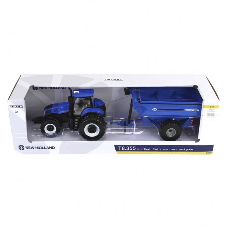 Trator Ertl New Holland Genesis T8.355 Com J&m Grain Cart - Escala 1/32 (61028)