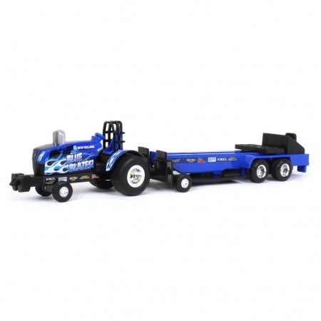 Trator Ertl New Holland 1/64 Blue Blazes & Midnight Blue Pulling Set  Trator de Arrancada Com Tren 1/64 (37940b)