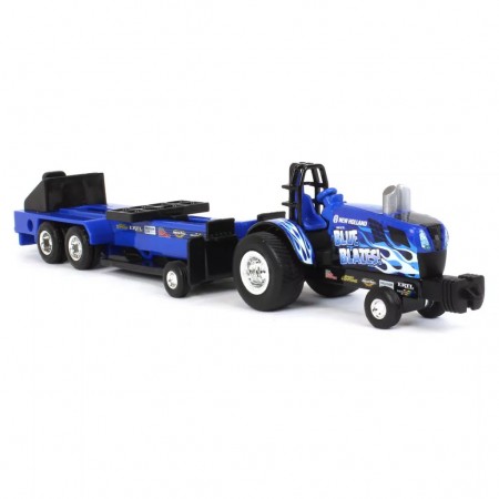 Trator Ertl New Holland 1/64 Blue Blazes & Midnight Blue Pulling Set  Trator de Arrancada Com Tren 1/64 (37940b)