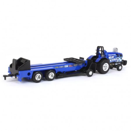 Trator Ertl New Holland 1/64 Blue Blazes & Midnight Blue Pulling Set  Trator de Arrancada Com Tren 1/64 (37940b)
