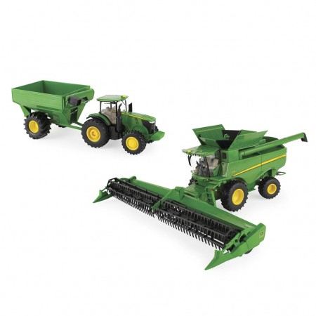 Conjunto Ertl de Colheita John Deere S780 Combine, Trator 7240r e Grain Cart (47358)