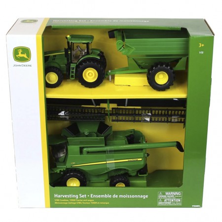 Conjunto Ertl de Colheita John Deere S780 Combine, Trator 7240r e Grain Cart (47358)