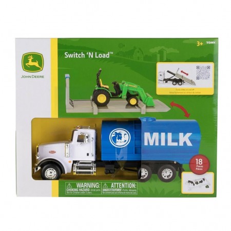 Playset Caminho Jo2 Hn Deere Peterbilt Switch N Load: Trator, Tanque de Leite, Fardos, Vacas e Acessrios - Escala 1/32