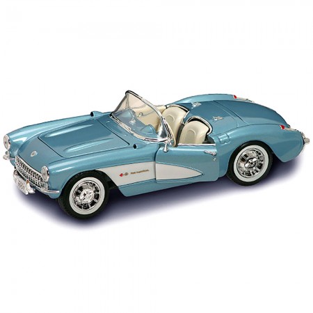 Carro Lucky Chevrolet Corvette 1957 Escala 1/24 - Azul Metlico