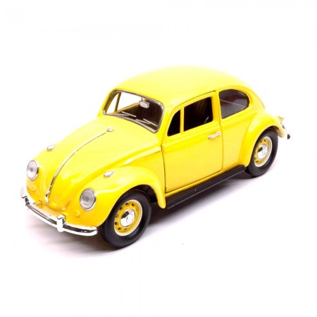 Carro Lucky Volkswagen Beetle 1967 Escala 1/24 - Amarelo