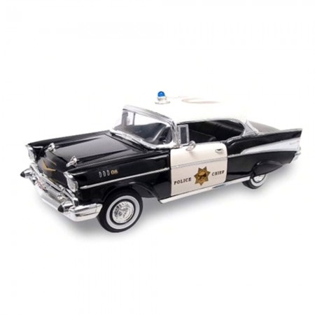 Carro Lucky Chevrolet Bel Air Police 1957 Escala 1/18 - Preto