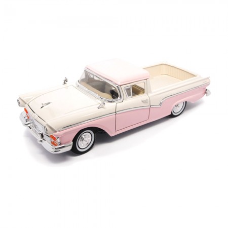 Carro Lucky Ford Ranchero 1957 Escala 1/18 - Rosa e Branco