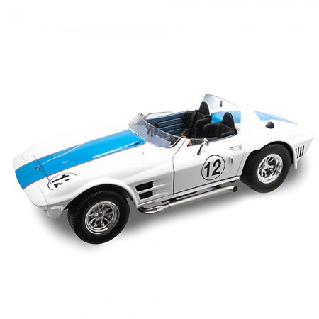 Carro Lucky Corvette Road Dunkelblau 1964 Escala 1/18 - Branco