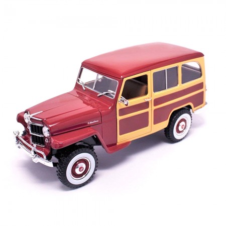 Carro Lucky Willys Jeep Staton Wagon 1955 Escala 1/18 - Bordo