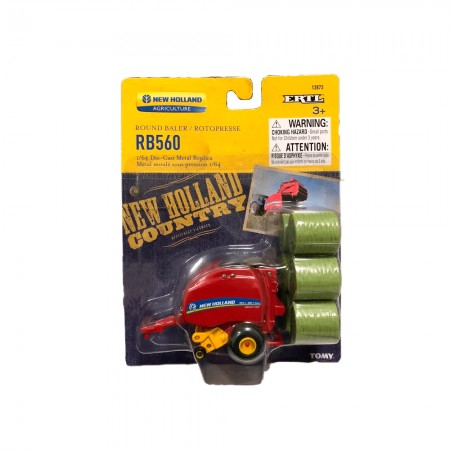 Maquina Tomy Ertl New Holland - Roll-belt 560 Round Baller - Vermelha 13873