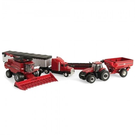 Set Ertl Case Ih - Colheitadeira / Trator Case Ih Magnum 340 / Caminho Axial Flow 7240 Set 14970 - Escala 1/64