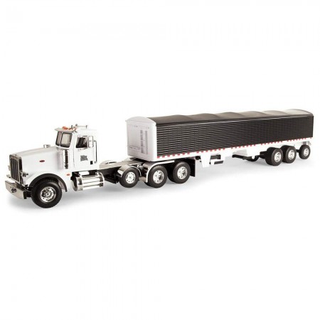 Caminho Tomy Ertl Big Farm - Peterbilt 367 Semi With Grain Trailer 46406 - Branco - Escala 1/16