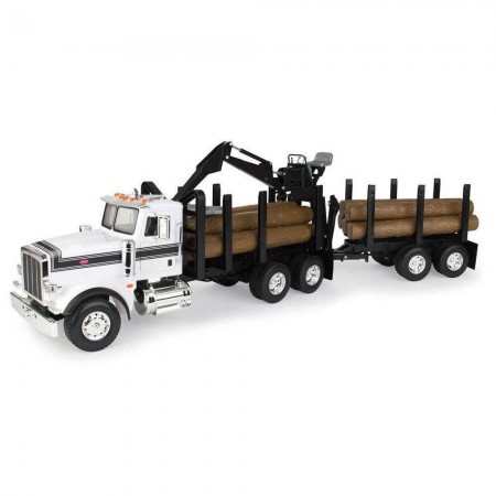 Caminho Tomy Ertl Big Farm - Peterbilt 367 Logging Truck And Fup Trailer 46720 - White - Escala 1/16