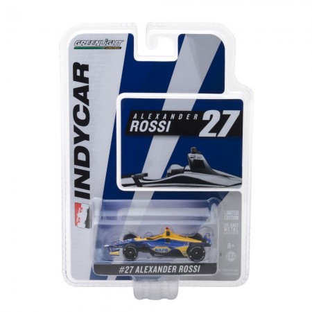 Carro Greenlight Alexander Rossi Napa #27 2018 Escala 1/64 - Amarelo e Azul