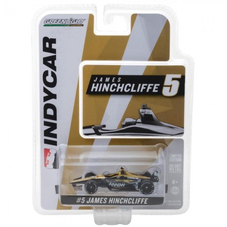 Carro Greenlight James Hinchclife Indycar #5 2018 Escala 1/64 - Preto e Dourado