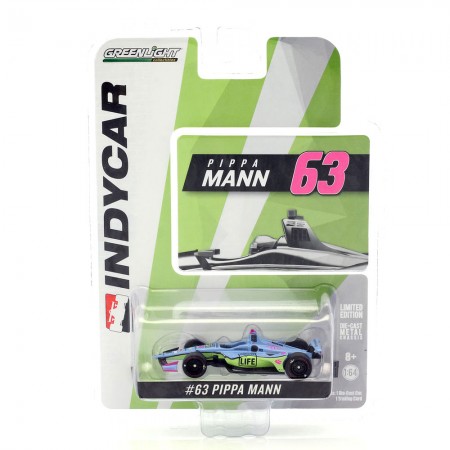 Carro Greenlight Pippa Mann Signature Edition Indycar 2018 Escala 1/64 - Azul e Verde