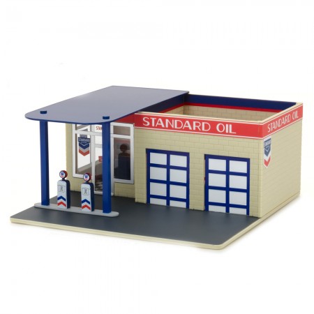 Greenlight 1/64 Vintage Gas Station 3 - Bege e Azul