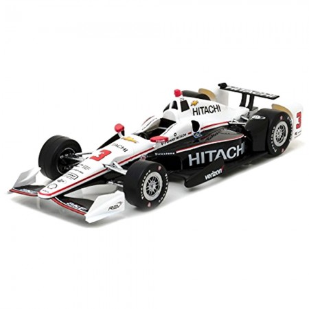 Carro Greenlight Helio Castroneves Hitachi #3 2017 Escala 1/18 - Branco e Preto