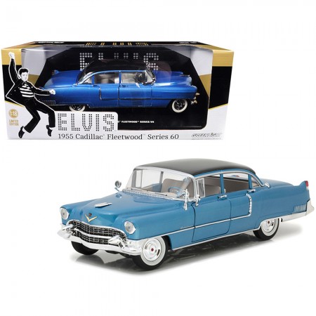 Carro Greenlight Cadillac Elvis Presley 1955 Fleetwood Series 60 Azul Escala 1/18 - Azul