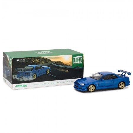 Carro Greenlight Nissan Skyline Gt-r R34 Az 1999 Escala 1/18 - Azul