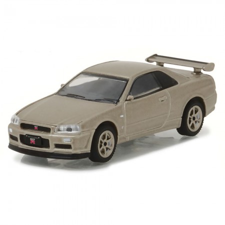 Carro Greenlight Nissan Skyline Gtr R34 Tokyo 2001 Escala 1/64 - Bege