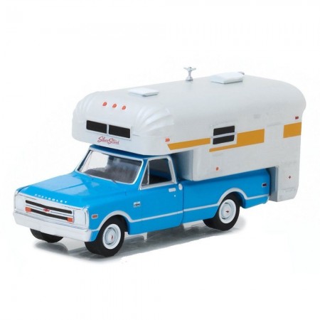 Carro Greenlight Chevy C10 Cheyenne 1968 Escala 1/64 - Azul