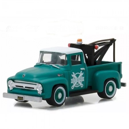 Carro Greenlight Ford F-100 Hobby Shop S2 1956 Escala 1/64 - Verde