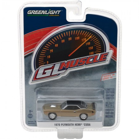 Carro Greenlight Plymouth Hemi Cuda 1970 Escala 1/64 - Verde Mate