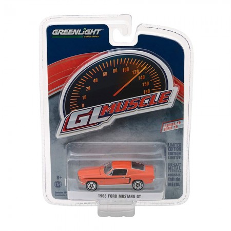 Carro Greenlight Ford Mustang 1968 Escala 1/64 - Laranja
