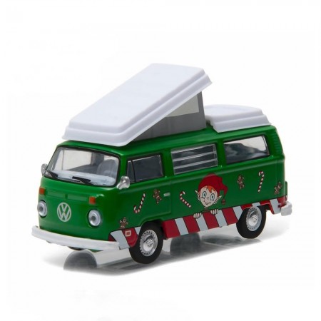 Carro Greenlight Volkswagen Type 2 Camp Mobile Escala 1/64 - Verde