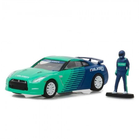 Carro Greenlight Nissan Gtr Escala 1/64 - Verde e Azul