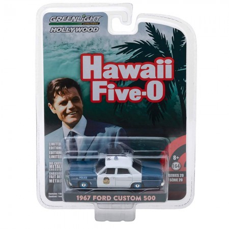 Carro Greenlight Ford 500 1967 Escala 1/64 - Azul e Branco