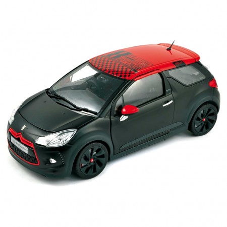 Carro Norev Citroen Ds3 Racing Loeb - 2012 - Escala 1/18 - Preto Fosco e Vermelho