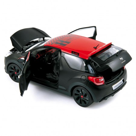 Carro Norev Citroen Ds3 Racing Loeb - 2012 - Escala 1/18 - Preto Fosco e Vermelho