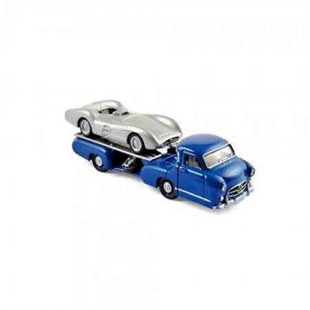 Caminhao Caminhao Norev Mercedes Benz Renntransporter + Mb W196 311000 - Azul - Escala 1/64