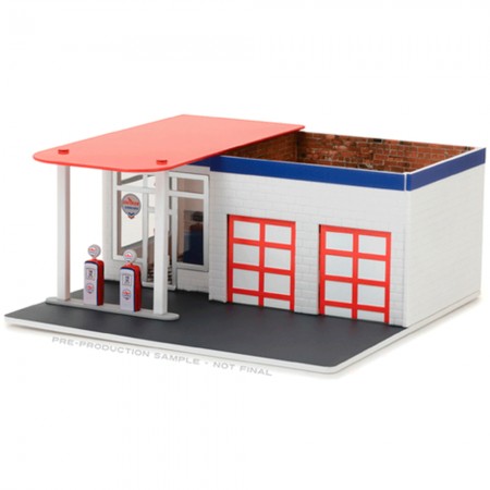 Miniatura de Posto de Gasolina Greenlight - Mechanics Corner Vintage Gas Station