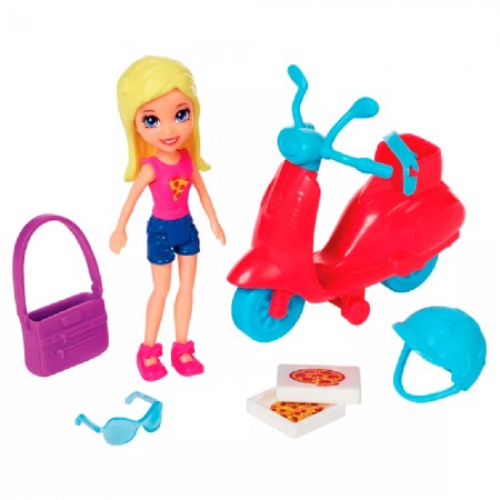 Boneca Mattel - Polly Pocket - Polly Entrega Pizza Scooter