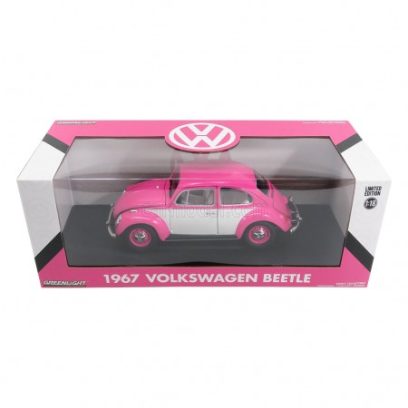 Carro Greenlight Volkswagen Beetle - Escala - 1/18 - 1967 -  Pink/white  13512